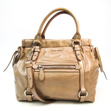 Miu Miu RN0954 Women's Leather Handbag Beige