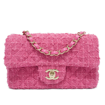 CHANEL Matelasse Chain Shoulder Bag Pink Tweed Ladies Men's