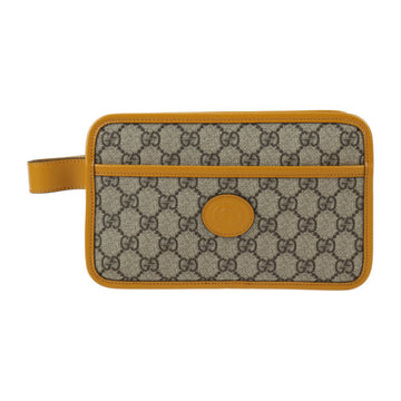 GUCCI Interlocking G Second Bag 625764 GG Supreme Canvas Leather Beige Mustard Gold Hardware Clutch Pouch