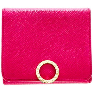 BVLGARI Wallet Continental Grain Leather Pink 282491 Trifold Women's