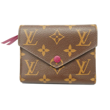 LOUIS VUITTON Trifold Wallet Monogram Portefeuille Victorine M41938 Brown Fuchsia Women's