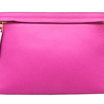 LOEWE clutch bag anagram pink x white leather gold metal fittings