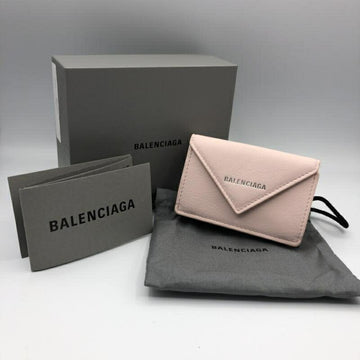 BALENCIAGA calf paper mini wallet pink