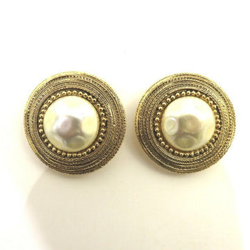 CHANEL Fake Pearl Round Earrings Brand Accessory Women's