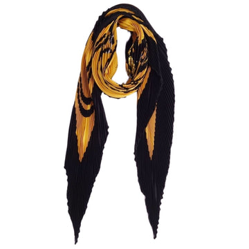 HERMES Scarf Muffler Stole Pleated Carre Plice BRIDES de GALA 100% Silk Women's Black/Gold