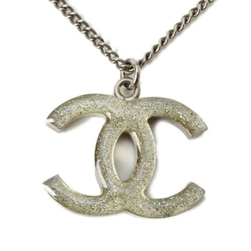 Chanel necklace/pendant CHANEL coco mark/CC rhinestone/metallic silver