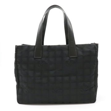 Chanel New Line Tote MM Bag Shoulder Nylon Jacquard Leather Black A15991