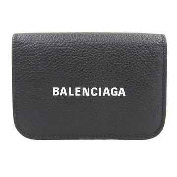 BALENCIAGA Leather Trifold Wallet 593813 Black Women's