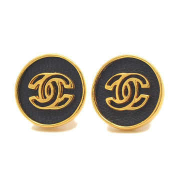 Chanel Cocomark Round Earrings Gold/Black 03P