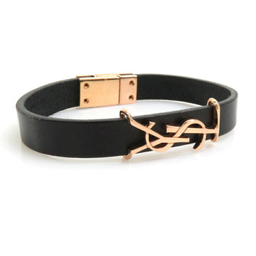 SAINT LAURENT Bracelet Leather Black Pink Gold Women's