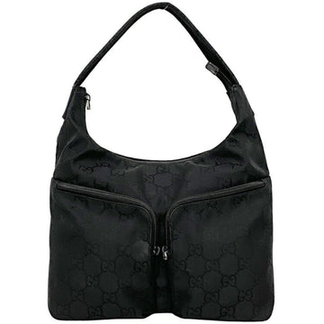 Gucci Black 001 3380 GG Nylon Canvas Leather GUCCI Handbag Women's Men's