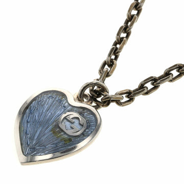 GUCCI Necklace Interlocking G Heart 645545 Silver 925 Enamel Ladies