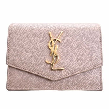 SAINT LAURENT leather folio card case 607685 beige ladies