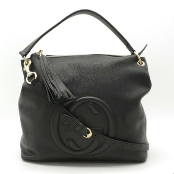 Gucci Soho Interlocking G Fringe Tassel Shoulder Bag Handbag Leather Black 408825