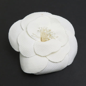 CHANEL Brooch Corsage Camellia Cotton Off-white