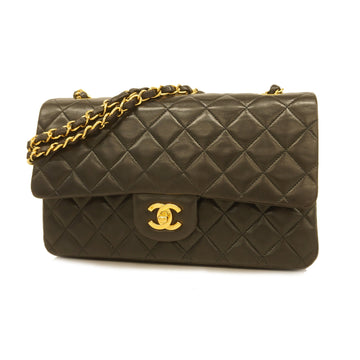 Chanel Shoulder Bag Matelasse W Flap W Chain Lambskin Black Gold Metal