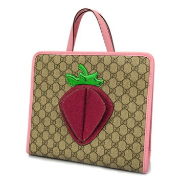 GUCCIAuth  Childrens 3D Strawberry GG Supreme Handbag,Tote Bag Beige,Pink