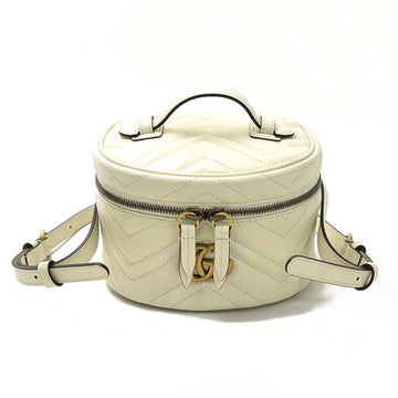 Gucci Handbag Backpack GG Marmont Quilted Leather Mini Bianco Calf Ladies 598594