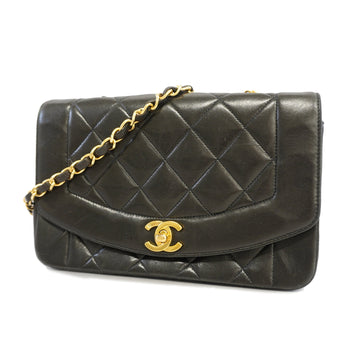 Chanel Shoulder Bag Matelasse Diana Flap Single Chain Lambskin Black Gold metal