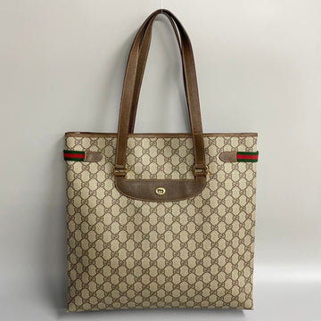 GUCCI Old Sherry Line GG Hardware Leather Tote Bag Storage Brown 17060