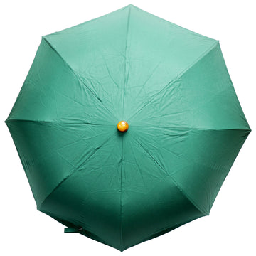 GUCCI Vintage Folding Umbrella Unisex Rain or Shine Bamboo Handle Plain Simple Cotton 100% Green