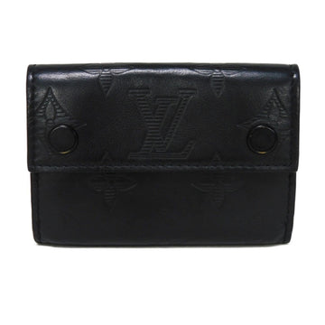 LOUIS VUITTON Trifold Wallet Discovery Compact LV Embossed Black Monogram Shadow Noir M67631 Men's Billfold