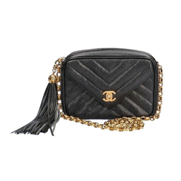 Chanel tassel shoulder bag matte caviar skin ladies