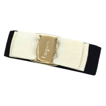 SALVATORE FERRAGAMO Ferragamo Salvatore Vara Ribbon Barrette Hair Black and White x Ladies