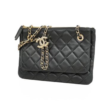 Chanel Matelasse Chain Shoulder Women's Leather Shoulder Bag Black