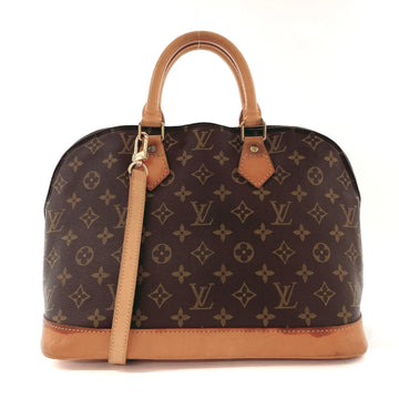 LOUIS VUITTON Alma Handbag Monogram Canvas/Nume Leather  M51130 Women's Brown