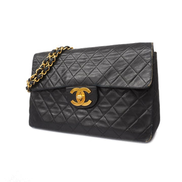 Chanel Matelasse Big Matelasse W Chain Women's Leather Shoulder Bag Black