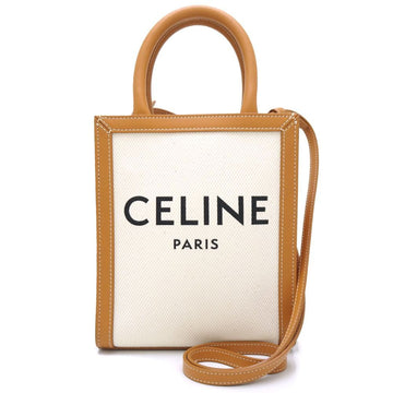 CELINE Mini Vertical Cover 193302BNZ.02NT Shoulder Bag Canvas x Leather Natural Tan 350689