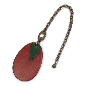 HERMES Fruit Motif Charm Prune Leather x Silver Red/Green Ladies