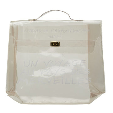 HERMES Vinyl Kelly Handbag Clear Ladies