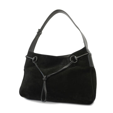 Gucci Horsebit Shoulder Bag 101975 Women's Suede Shoulder Bag Black