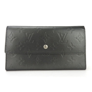 LOUIS VUITTON Tri-fold Long Wallet Porto Tresor International M65102 Monogram Matte Noir Women's