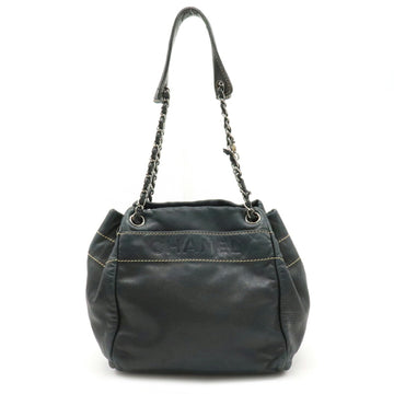 Chanel shoulder bag chain leather black