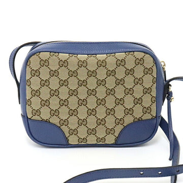 Gucci Shoulder Bag 449413 GG Canvas Leather Blue Outlet