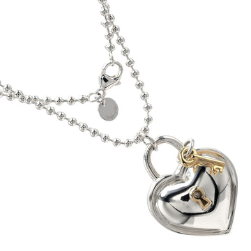 TIFFANY&Co. Heart Lock Necklace 86cm Chain Silver 925 K18 YG Yellow Gold
