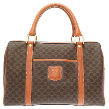 Celine Macadam PVC Leather Brown Beige Boston Handbag