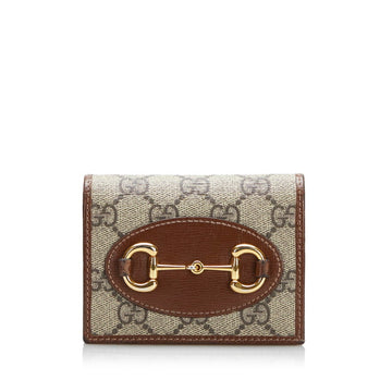 Gucci GG Supreme Horsebit Folio Wallet 621887 Beige Brown PVC Leather Ladies GUCCI