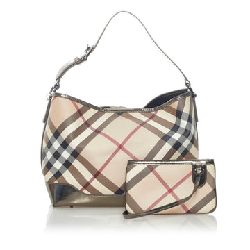 Burberry Nova Check Beige Metallic Gold PVC Leather Ladies BURBERRY