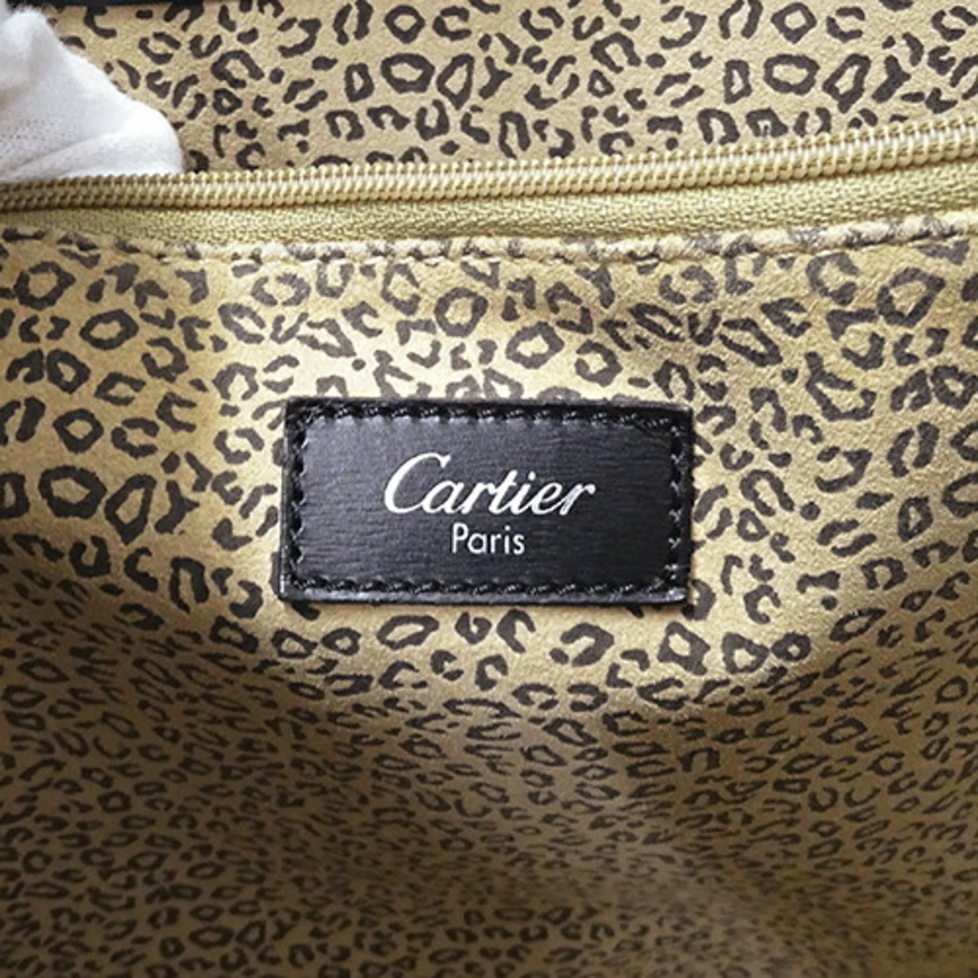 CARTIER Bag Women's Tote Shoulder Panthere Leather Black