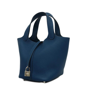 HERMES Handbag Picotan Lock PM Z Engraved Taurillon Maurice Deep Blue Silver Hardware Women's