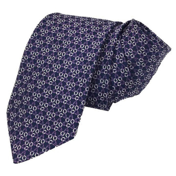 HERMES tie Etrier harness silk twill RONDE D ETRIERS CRAVATE TWILL TIE 8 MARINE/VIOLET/BLANC navy men's