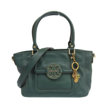 TORY BURCH Leather Handbag Green Ladies