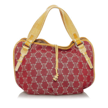 Celine Paris Macadam Handbag Red Yellow Canvas Leather Ladies CELINE