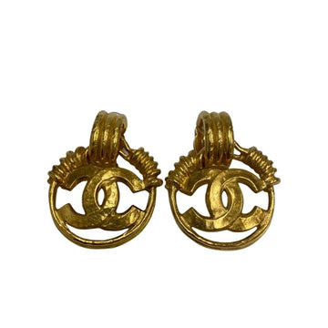 CHANEL Vintage 94P Coco Mark Hoop Earrings Ear Cuff Accessories Gold