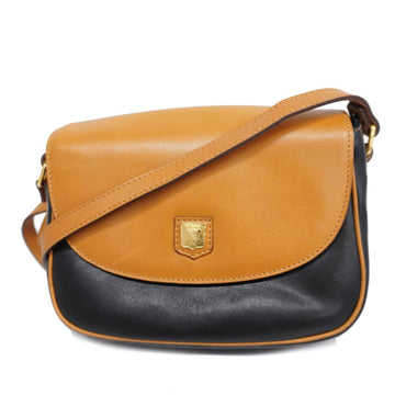 CELINE shoulder bag leather brown black gold hardware ladies