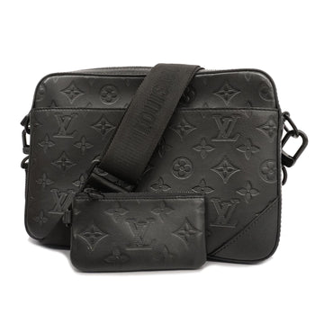 LOUIS VUITTONAuth  Monogram Shadow Duo Messenge M69827 Men's Shoulder Bag Noir